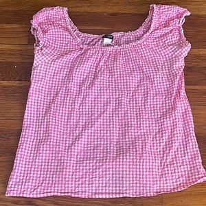 J Crew Gingham Babydoll Sleeve Blouse S